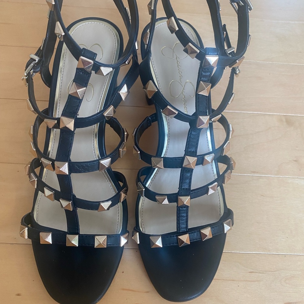 Strappy black rock stud sandals